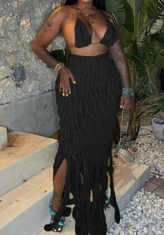 (Black)2023 Styles Women Sexy&Fashion Spring&Summer TikTok&Instagram Styles Tassel Maxi Dress