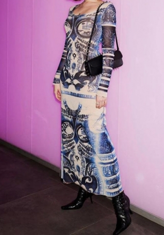 (Real Image)2023 Styles Women Sexy&Fashion Spring&Summer TikTok&Instagram Styles Print Long Sleeve Maxi Dress