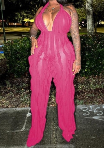 (Rose)2023 Styles Women Sexy&Fashion Spring&Summer TikTok&Instagram Styles Halter Backless Jumpsuit