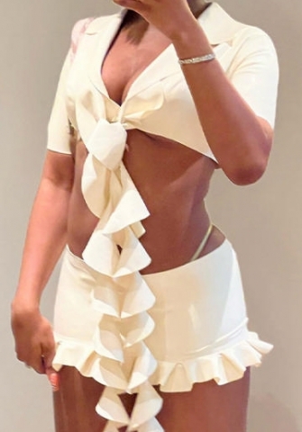 (Real Image)2023 Styles Women Sexy&Fashion Spring&Summer TikTok&Instagram Styles White Short Two Piece Suit