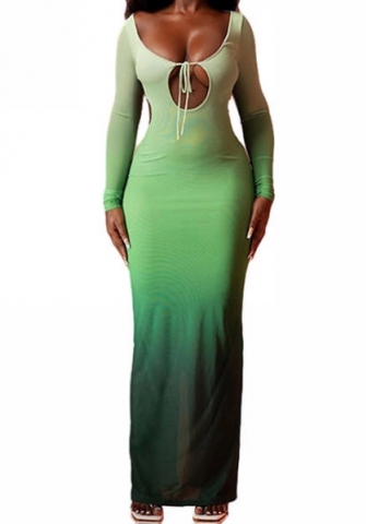 (Real Image)2023 Styles Women Sexy&Fashion Spring&Summer TikTok&Instagram Styles Round Neck Long Sleeve Maxi Dress