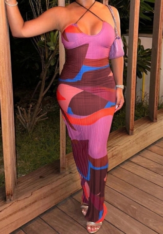 (Real Image)2023 Styles Women Sexy&Fashion Spring&Summer TikTok&Instagram Styles Halter Print Maxi Dress