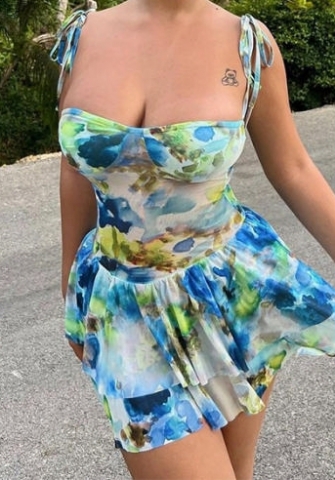 (Real Image)2023 Styles Women Sexy&Fashion Spring&Summer TikTok&Instagram Styles Floral Strap Hem Mini Dress