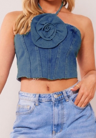 (Real Image)2023 Styles Women Sexy&Fashion Spring&Summer TikTok&Instagram Styles Halter Jeans Tops
