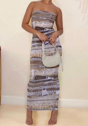 (Real Image)2023 Styles Women Sexy&Fashion Spring&Summer TikTok&Instagram Styles Tube Print Maxi Dress