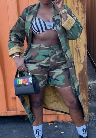 (Only Coat)(Real Image)2023 Styles Women Sexy&Fashion Spring&Summer TikTok&Instagram Styles Open Camouflage Long Coat