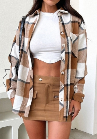 (Real Image)2023 Styles Women Sexy&Fashion Spring&Summer TikTok&Instagram Styles Plaid Front Button Shirts Tops
