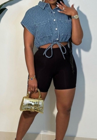 (Real Image)2023 Styles Women Sexy&Fashion Spring&Summer TikTok&Instagram Styles Blue Front Button Tops