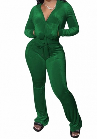 (Green)2023 Styles Women Sexy&Fashion Spring&Summer TikTok&Instagram Styles Hoodie Velvet Two Piece Suit