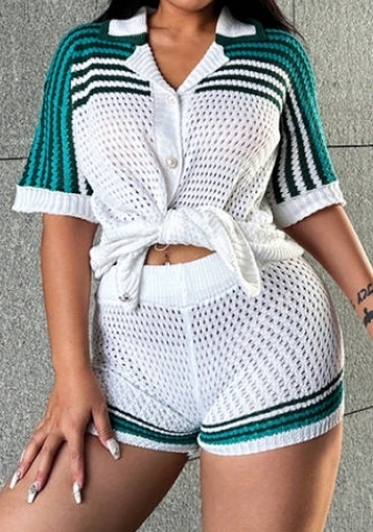 (Real Image)2023 Styles Women Sexy&Fashion Spring&Summer TikTok&Instagram Styles Sweater Hollow Short Two Piece Suit