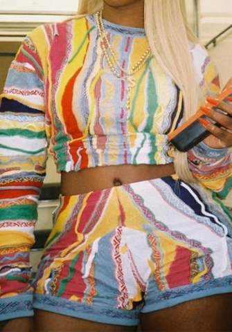 (Real Image)2023 Styles Women Sexy&Fashion Spring&Summer TikTok&Instagram Styles Colorful Short Two Piece Suit