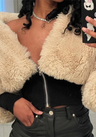 (Real Image)2023 Styles Women Sexy&Fashion Spring&Summer TikTok&Instagram Styles Front Zipper Fur Coat