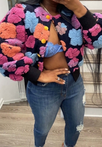 (Real Image)2023 Styles Women Sexy&Fashion Autumn/Winter TikTok&Instagram Styles Flower Fur Coat