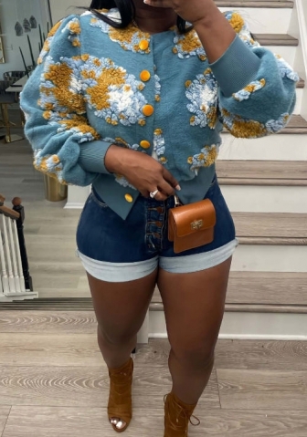 (Real Image)2023 Styles Women Sexy&Fashion Autumn/Winter TikTok&Instagram Styles Flower Fur Coat