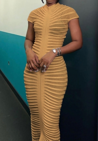 (Coffee)2023 Styles Women Sexy&Fashion Autumn/Winter TikTok&Instagram Styles Short Sleeve Maxi Dress