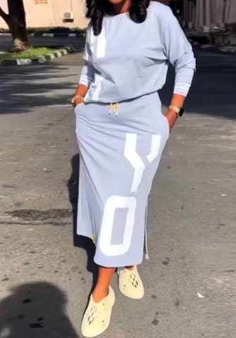 (Gray)2023 Styles Women Sexy&Fashion Autumn/Winter TikTok&Instagram Styles Long Sleeve Loose Two Piece Maxi Dress