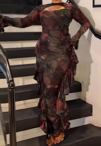 2023 Styles Women Sexy&Fashion Autumn/Winter TikTok&Instagram Styles Ruffle Mesh Dress