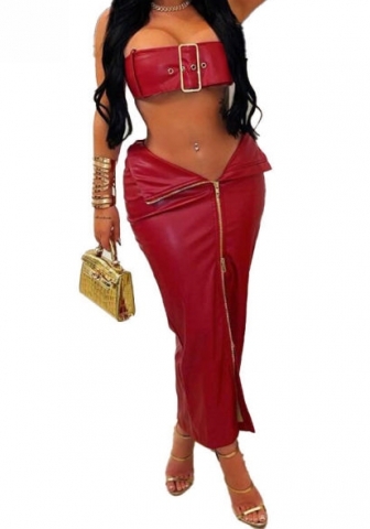 (Real Image)2023 Styles Women Sexy&Fashion Autumn/Winter TikTok&Instagram Styles PU Maxi Dress