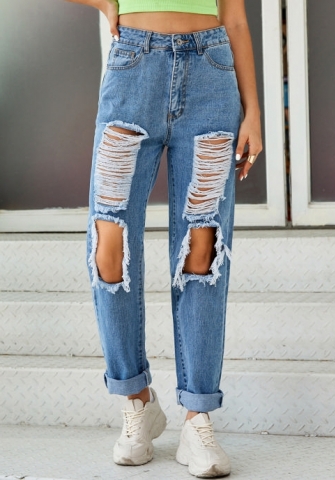 (Real Image)2023 Styles Women Christmas Sexy&Fashion Autumn/Winter TikTok&Instagram Styles Ripped Jeans Long Pants