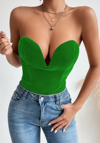 (Real Image)2023 Styles Women Christmas Sexy&Fashion Autumn/Winter TikTok&Instagram Styles Velvet Tube Bodysuit