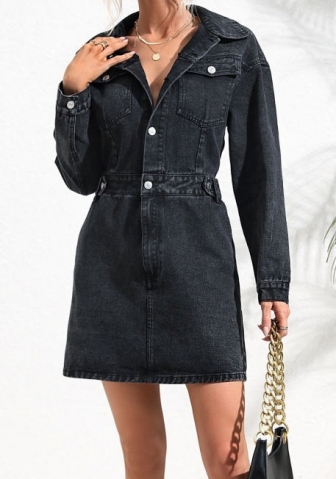 (Real Image)2023 Styles Women Christmas Sexy&Fashion Autumn/Winter TikTok&Instagram Styles Drak Gray Jeans Mini Dress