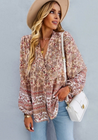 (Real Image)2023 Styles Women Sexy&Fashion Autumn/Winter TikTok&Instagram Styles Bohemian Floral Shirts