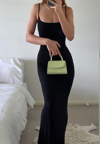 (Real Image)2023 Styles Women Sexy&Fashion Autumn/Winter TikTok&Instagram Styles Solid Color Maxi Dress