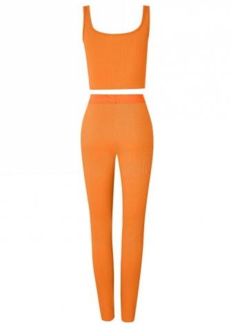 (Orange)2023 Styles Women Sexy&Fashion Autumn/Winter TikTok&Instagram Styles Solid Color Two Piece Suit