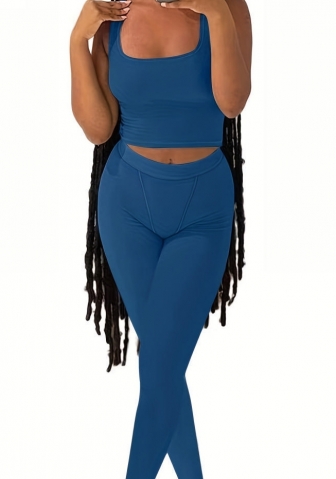 (Blue)2023 Styles Women Sexy&Fashion Autumn/Winter TikTok&Instagram Styles Solid Color Two Piece Suit
