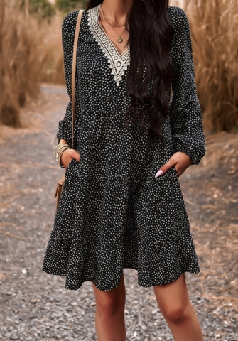 (Real Image)2023 Styles Women Sexy&Fashion Autumn/Winter TikTok&Instagram Styles Bohemian Floral Hem Midi Dress