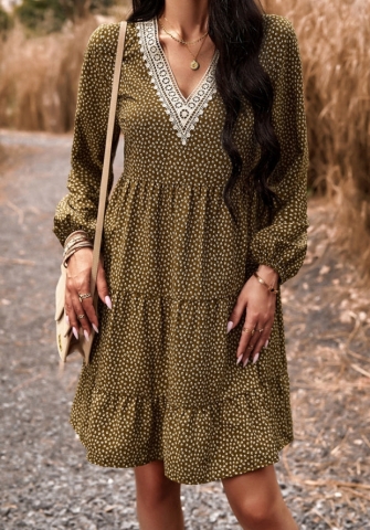 (Real Image)2023 Styles Women Sexy&Fashion Autumn/Winter TikTok&Instagram Styles Bohemian Floral Hem Midi Dress