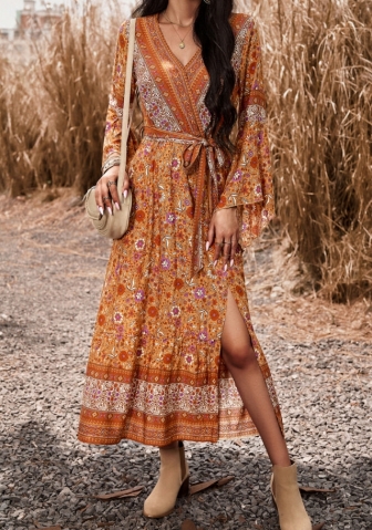 (Real Image)2023 Styles Women Sexy&Fashion Autumn/Winter TikTok&Instagram Styles Bohemian FloralMaxi Dress