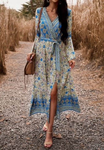 (Real Image)2023 Styles Women Sexy&Fashion Autumn/Winter TikTok&Instagram Styles Bohemian FloralMaxi Dress