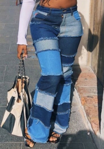 (Real Image)2023 Styles Women Sexy&Fashion Autumn/Winter TikTok&Instagram Styles Contrast Color Jeans Long Pants