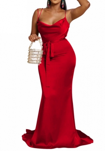 (Red)2023 Styles Women Sexy&Fashion Autumn/Winter TikTok&Instagram Styles Silk Backless Maxi Dress