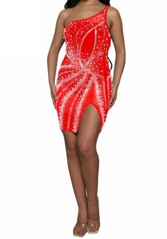 (Red)2023 Styles Women Sexy&Fashion Autumn/Winter TikTok&Instagram Styles  Mesh Sequins Mini Dress