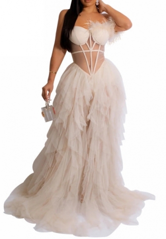 (Pink)2023 Styles Women Sexy&Fashion Autumn/Winter TikTok&Instagram Styles Fur Tube Hem Maxi Dress