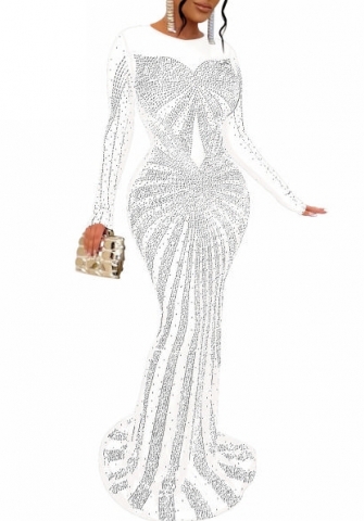 (Real Image)2023 Styles Women Sexy&Fashion Autumn/Winter TikTok&Instagram Styles  Sequins Mesh Long Sleeve Maxi Dress