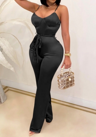 (Real Image)2023 Styles Women Sexy&Fashion Autumn/Winter TikTok&Instagram Styles Strap Jumpsuit With Waist Tie