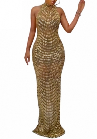 (Real Image)2023 Styles Women Sexy&Fashion Autumn/Winter TikTok&Instagram Styles  Sequins Maxi Dress