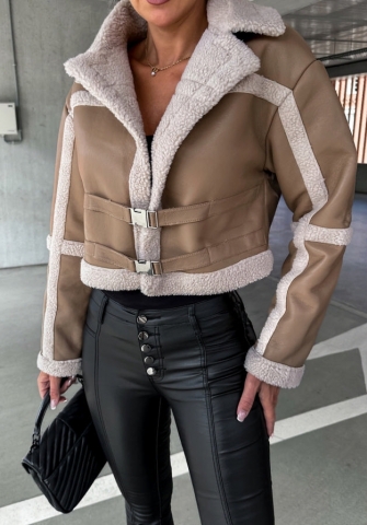 (Khaki)2023 Styles Women Sexy&Fashion Autumn/Winter TikTok&Instagram Styles Fur Open Coat