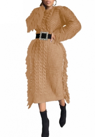 (Apricot)2023 Styles Women Sexy&Fashion Autumn/Winter TikTok&Instagram Styles  Sweater Long Sleeve Maxi Dress