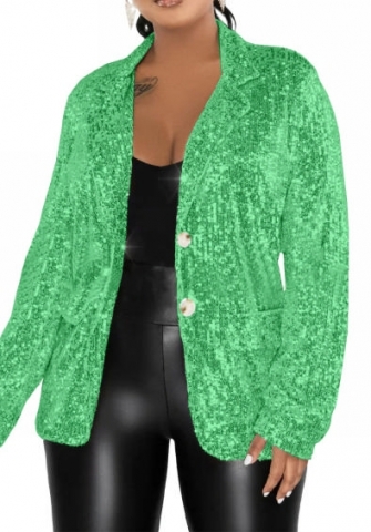 (Green)2023 Styles Women Sexy&Fashion Autumn/Winter TikTok&Instagram Styles Sequins Open Coat