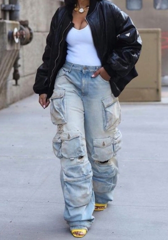 (Only Bottom)(Real Image)2023 Styles Women Sexy&Fashion Autumn/Winter TikTok&Instagram Styles  Loose Jeans Long Pants