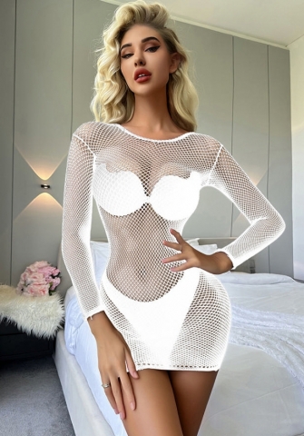 2023 Styles Women Sexy&Fashion Autumn/Winter TikTok&Instagram Styles Short Sleeve Lace Hollow Net Mini Dress