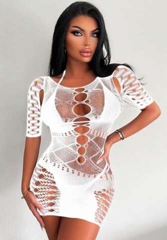 2023 Styles Women Sexy&Fashion Autumn/Winter TikTok&Instagram Styles Short Sleeve Lace Cut Out Mini Dress