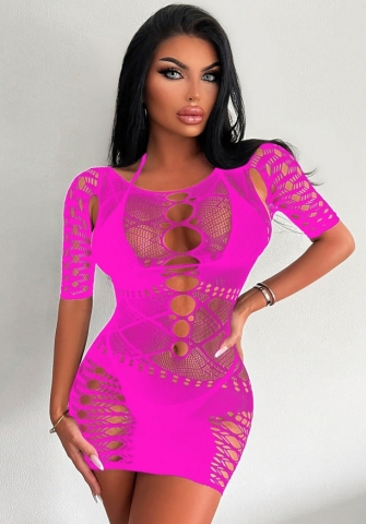 2023 Styles Women Sexy&Fashion Autumn/Winter TikTok&Instagram Styles Short Sleeve Lace Cut Out Mini Dress