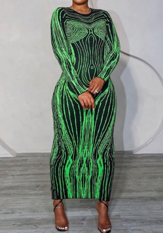 (Black)2023 Styles Women Sexy&Fashion Autumn/Winter TikTok&Instagram Styles Print Long Sleeve Maxi Dress