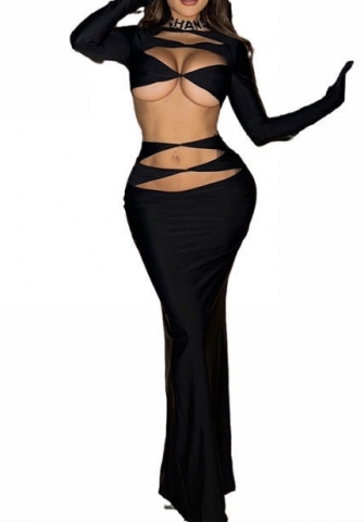 (Real Image)2023 Styles Women Sexy&Fashion Autumn/Winter TikTok&Instagram Styles Black Maxi Dress