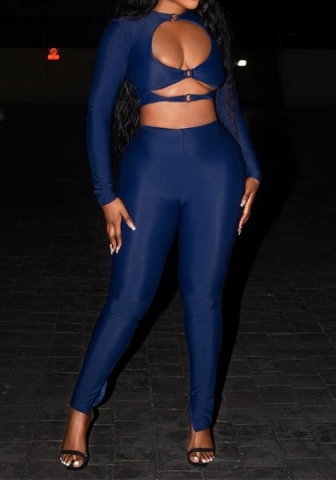 (Real Image)2023 Styles Women Sexy&Fashion Autumn/Winter TikTok&Instagram Styles Blue Two Piece Suit